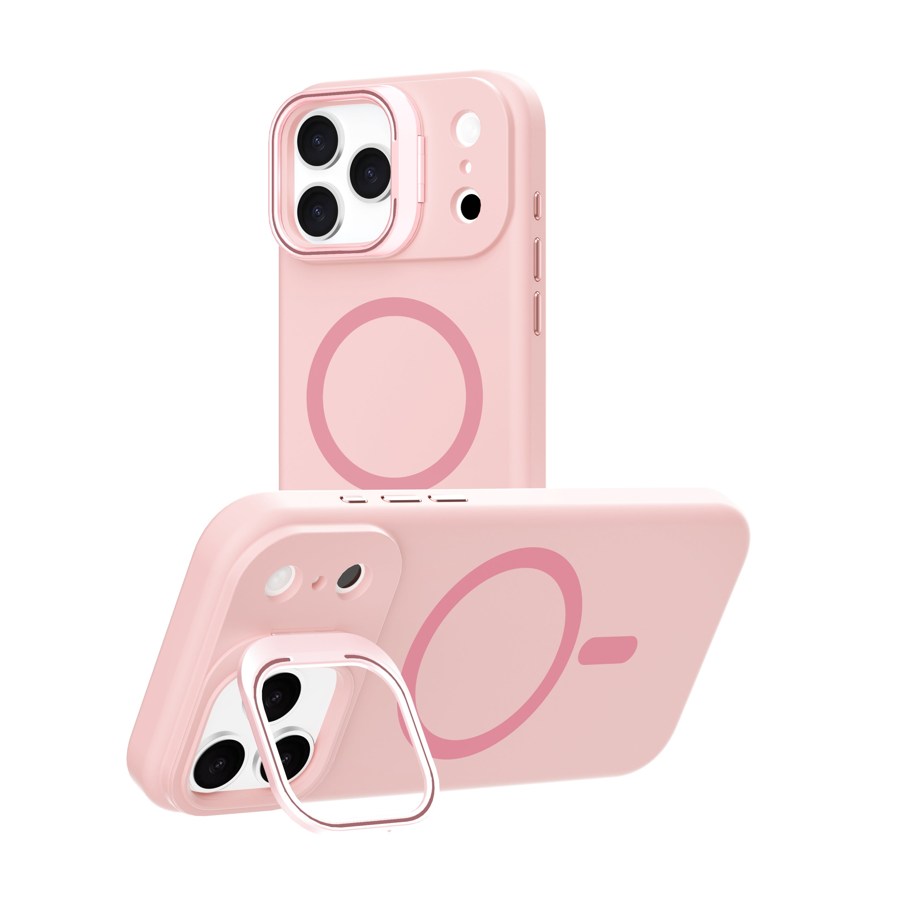 Pink Silicone Camera Kickstand with Magnetic Compatibility for iPhone 17 Air with package