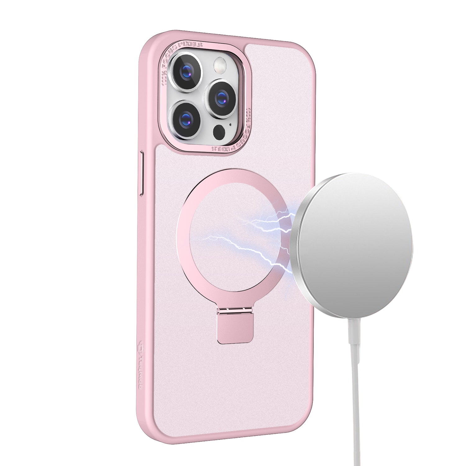 Pink Frosted Kickstand with Magnetic Compatibility for iPhone 13 Pro with package