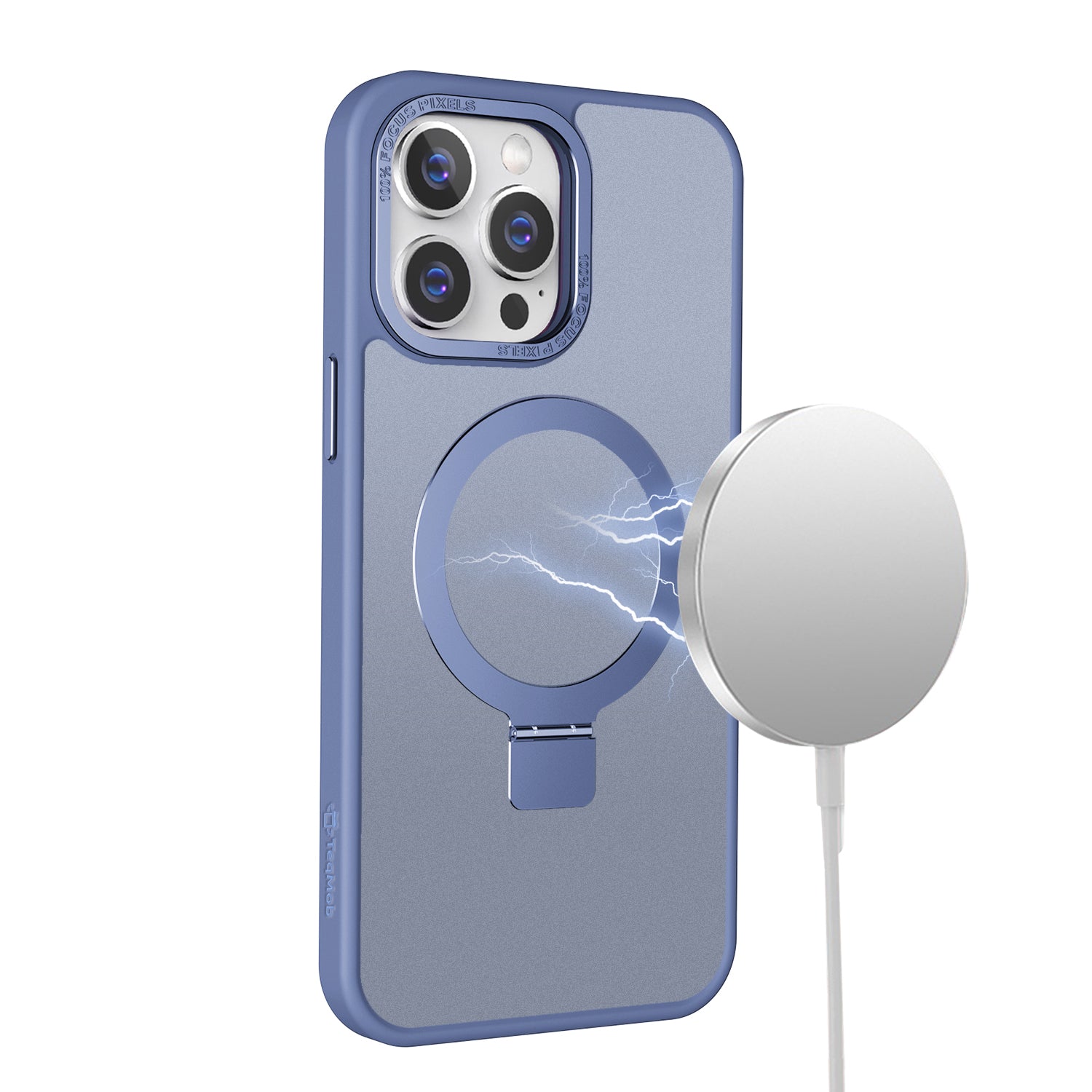 Blue Frosted Kickstand with Magnetic Compatibility for iPhone 13 Pro with package