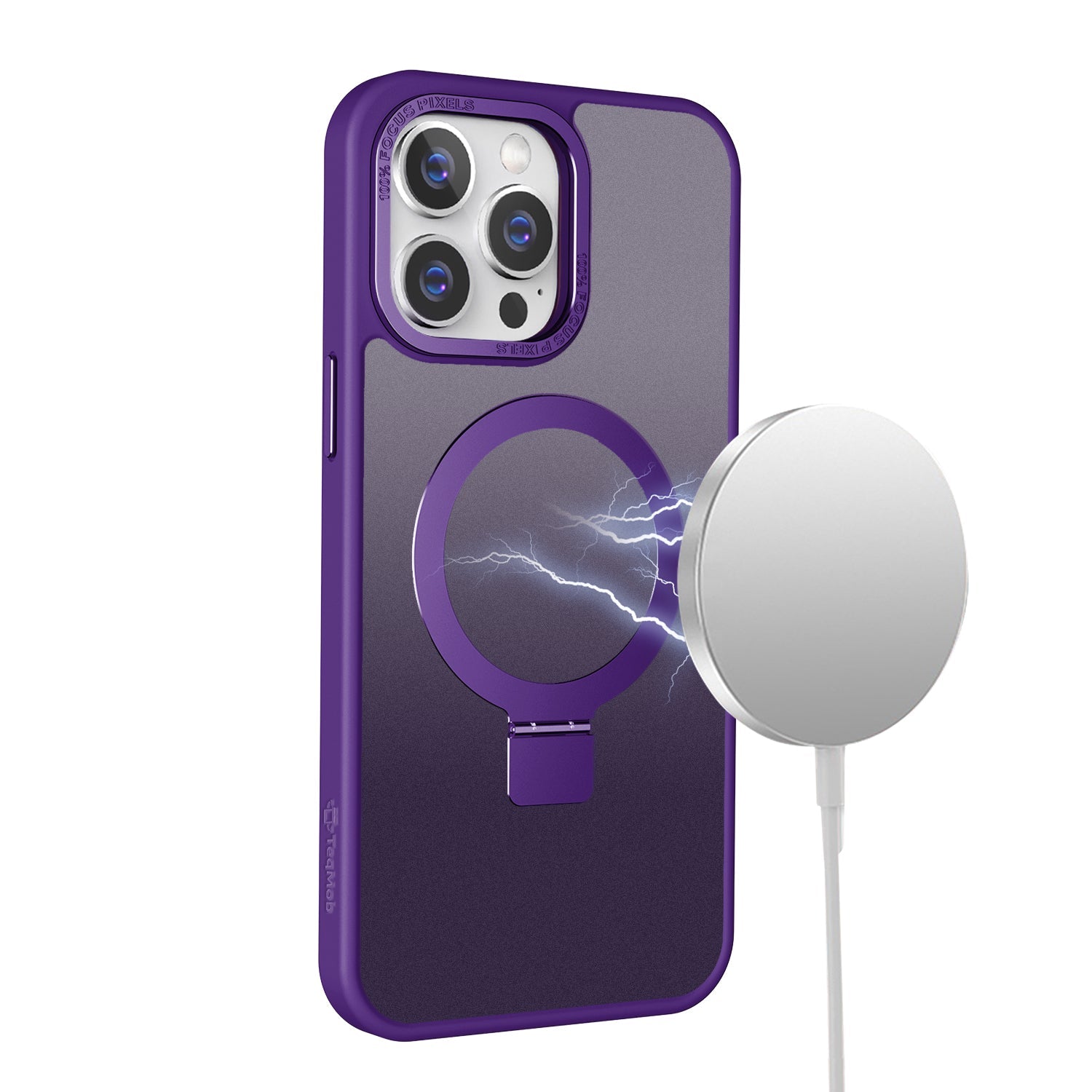 Purple Frosted Kickstand with Magnetic Compatibility in Package for iPhone 16 Plus