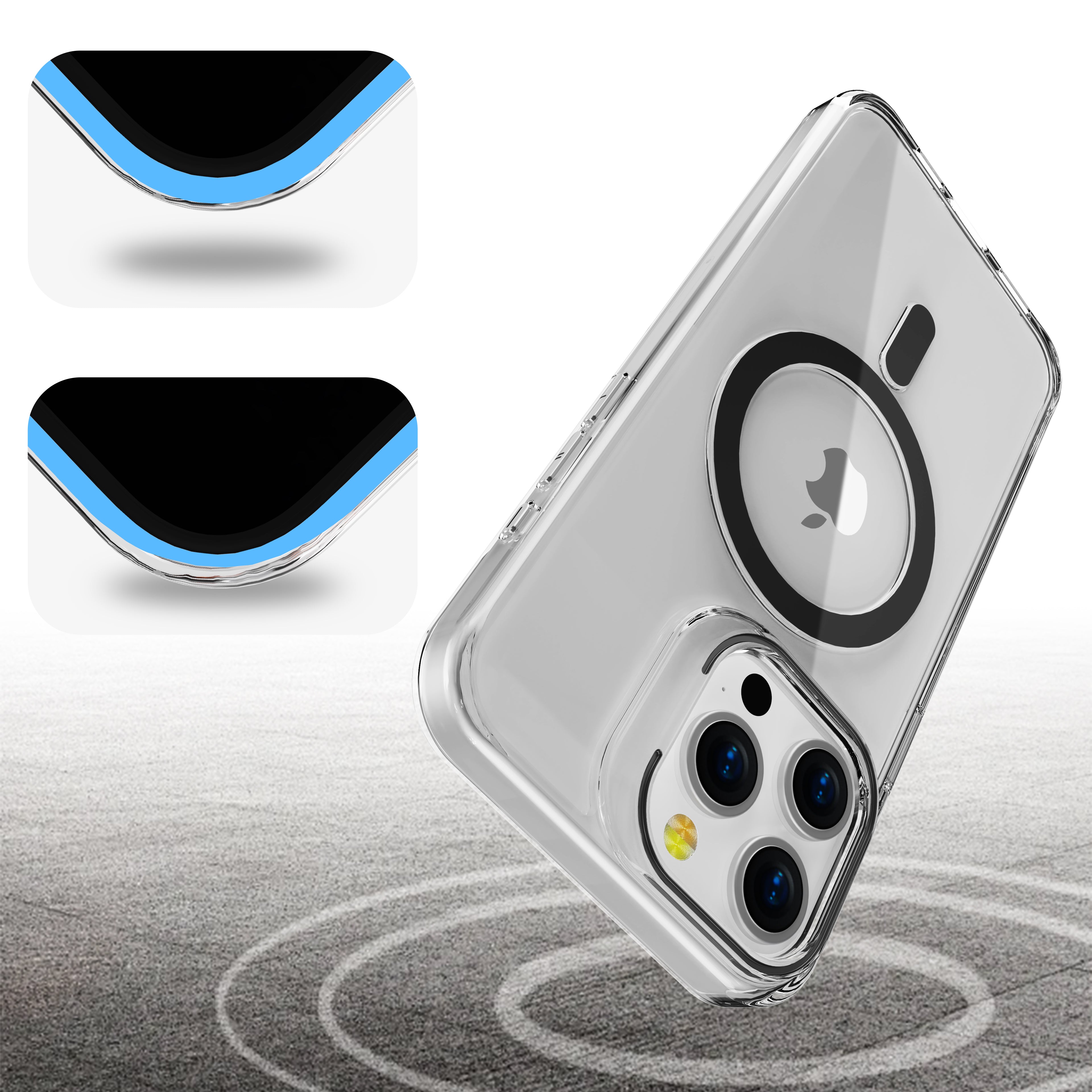 Black Pure Clear Magnetic Case in Package for iPhone 13 Pro