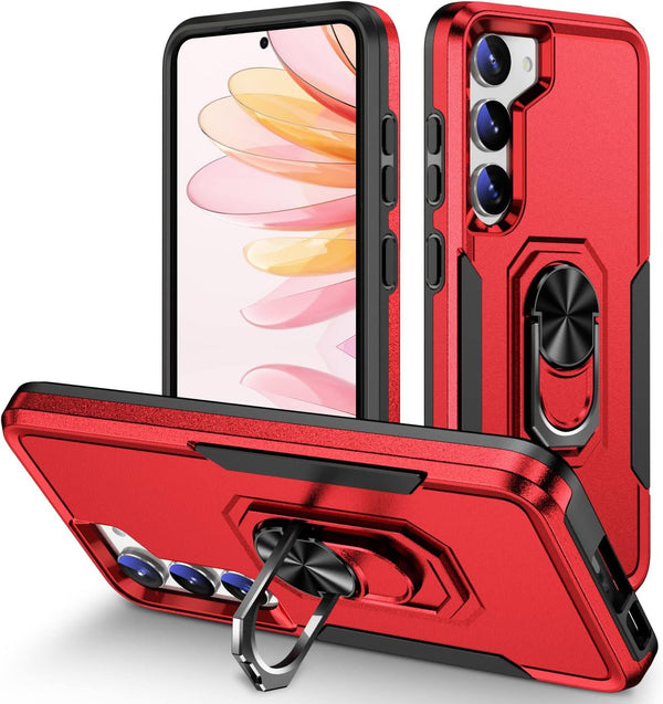 Red Triple Heavy Duty with Ring Kickstand for Galaxy A55 5G