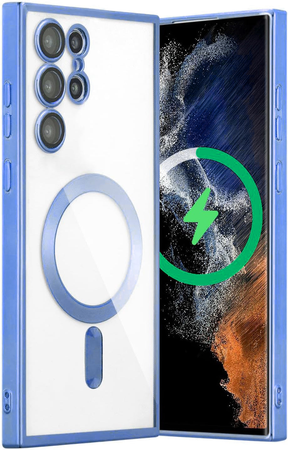 Light Blue Soft TPU Case with Magnetic Compatibility for Galaxy S24 Ultra