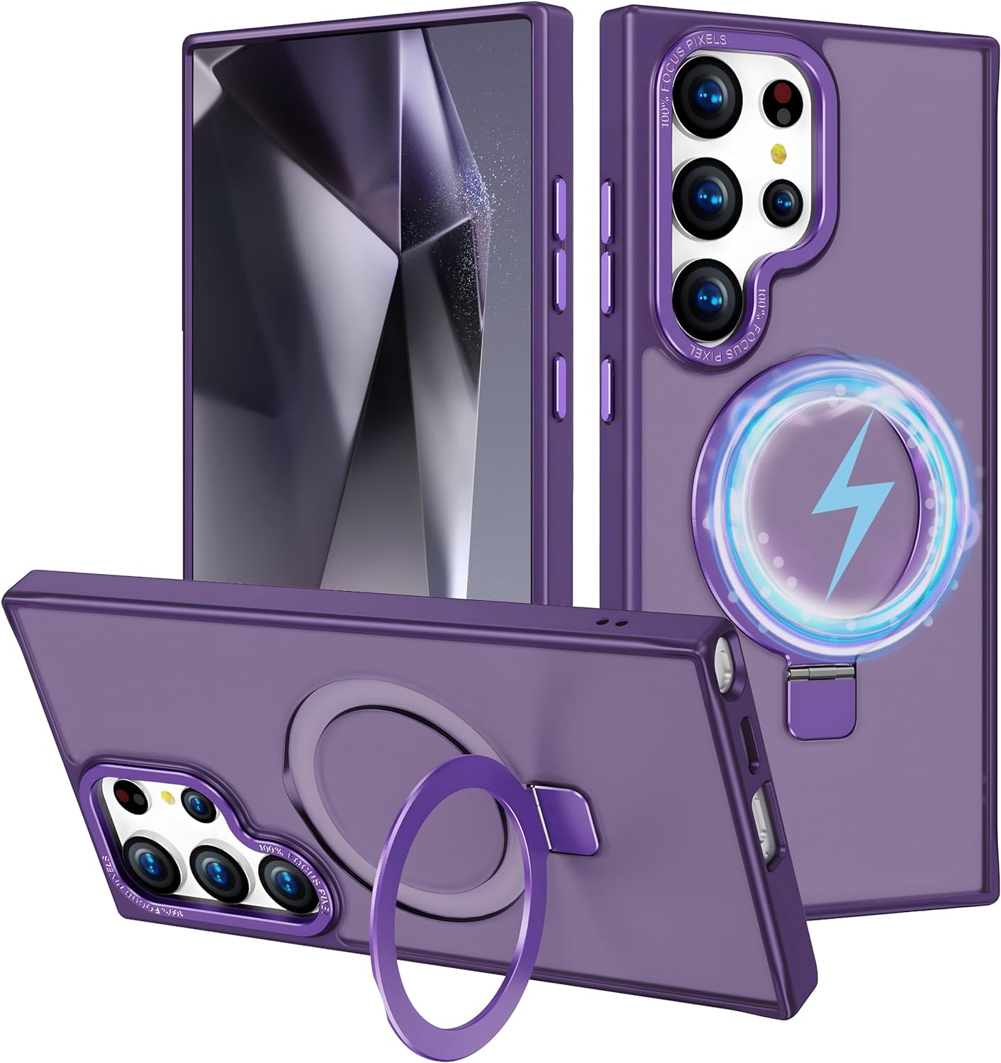 Purple Frosted Kickstand with Magnetic Compatibility for Samsung Galaxy S24 Ultra