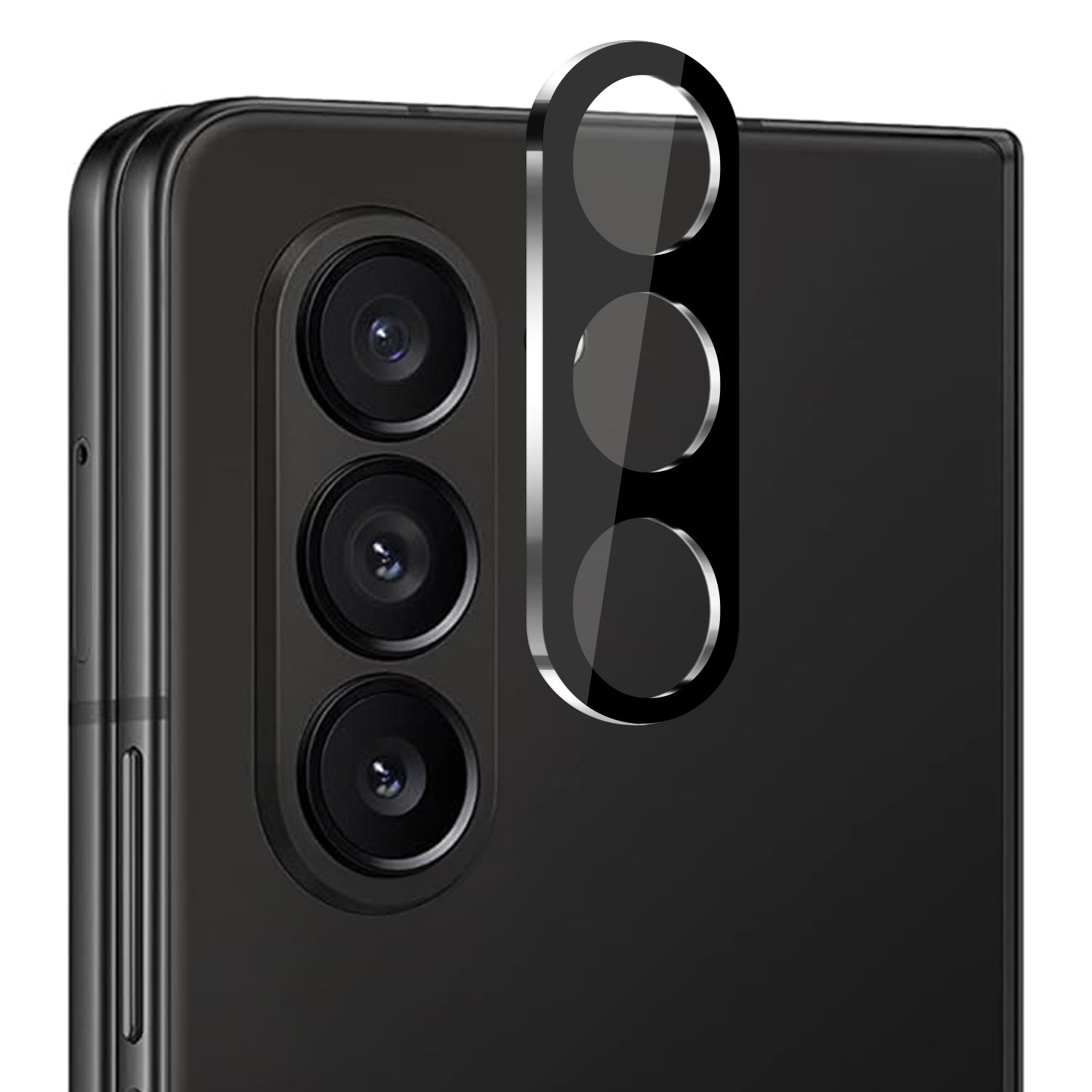 For Samsung Z Fold 7 Camera Lens Colored Edge Tempered(2.5D) - Black