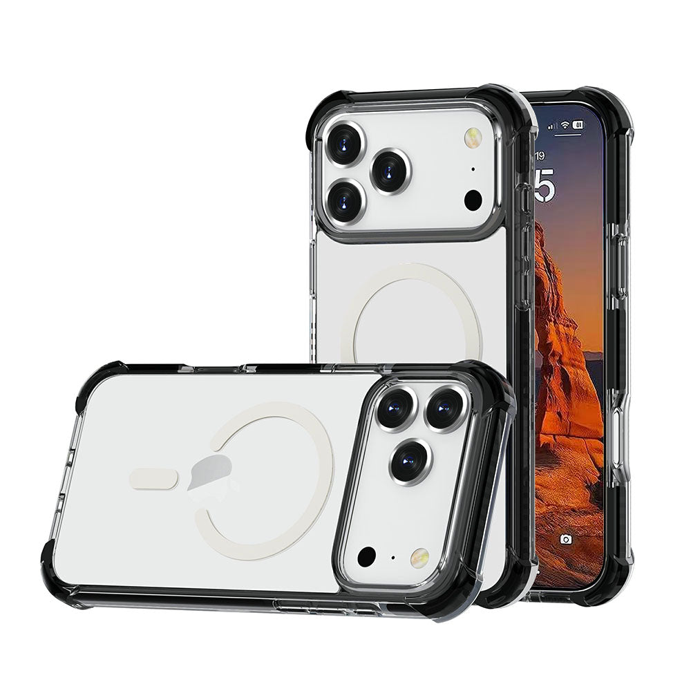 Black Magnetic Compatible TPU Bumper Ultra Clear Back Shockproof for iPhone 17 Pro Max