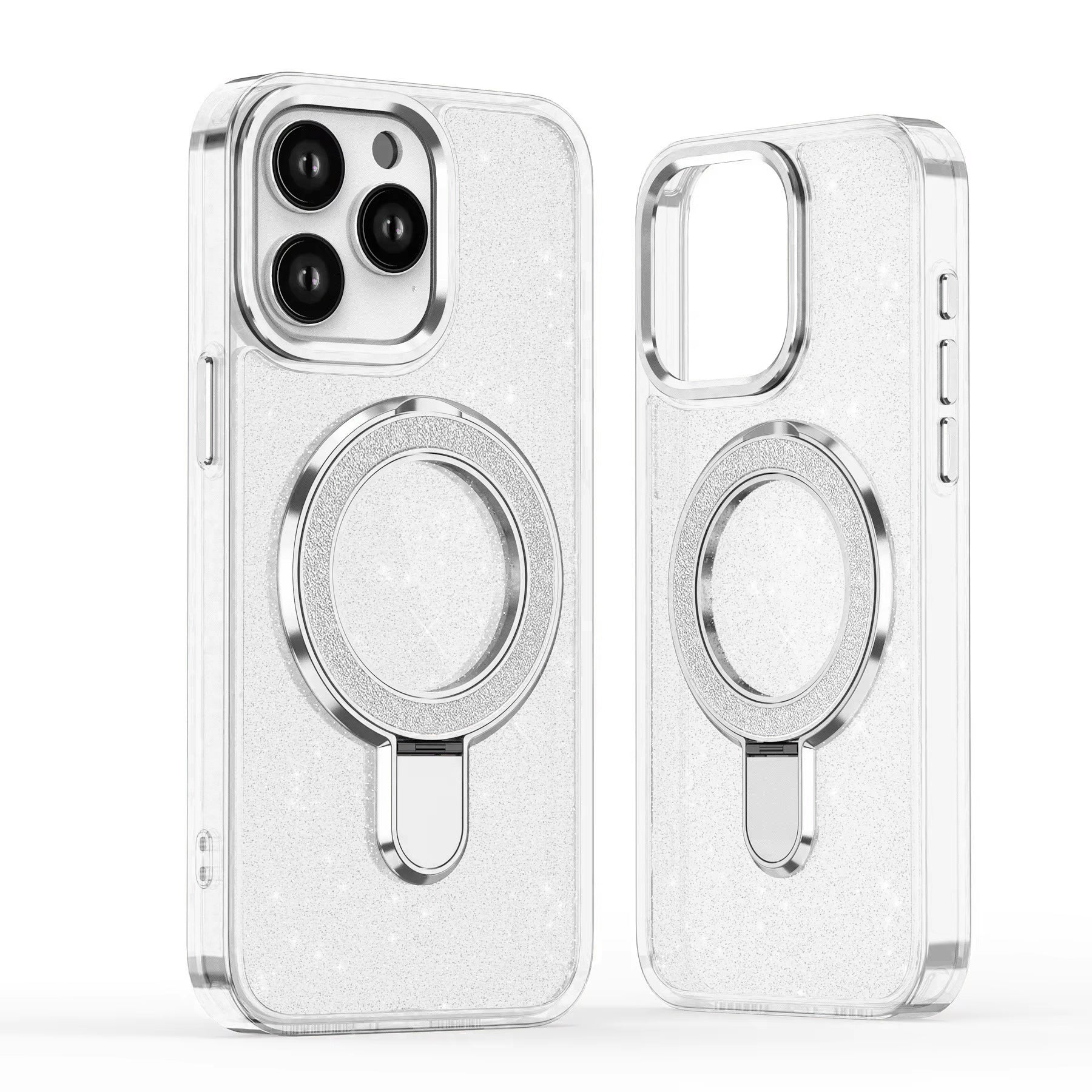 Clear Magnetic Transparent Glitter Kickstand Case for iPhone 12 Pro / 12 6.1