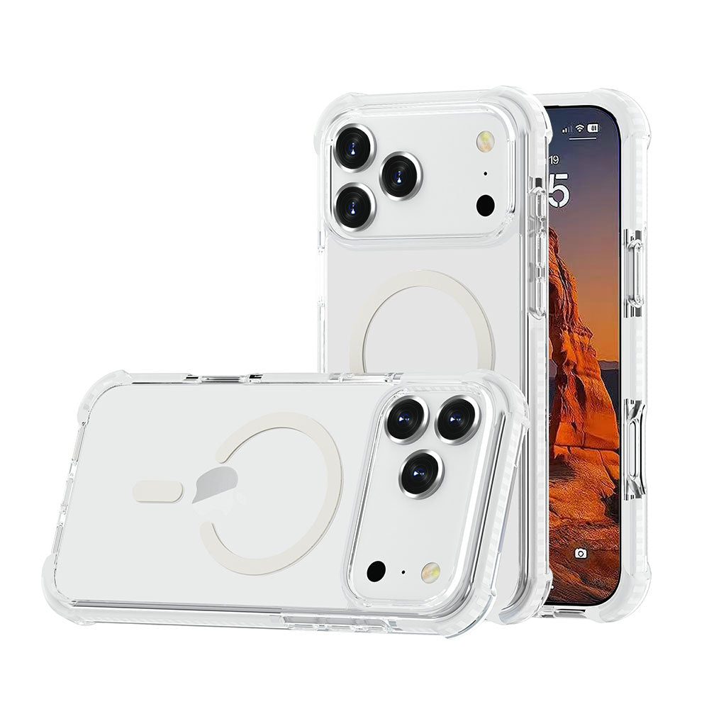 White Magnetic Compatible TPU Bumper Ultra Clear Back Shockproof for iPhone 17 Pro Max