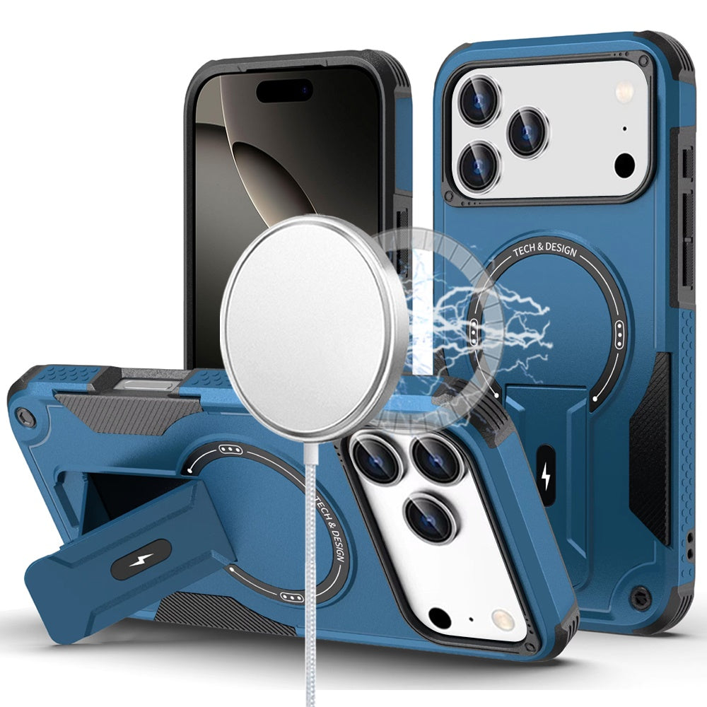 For iPhone 17 Pro Max Sturdy Bracket Kickstand Magnetic Hybrid - Blue