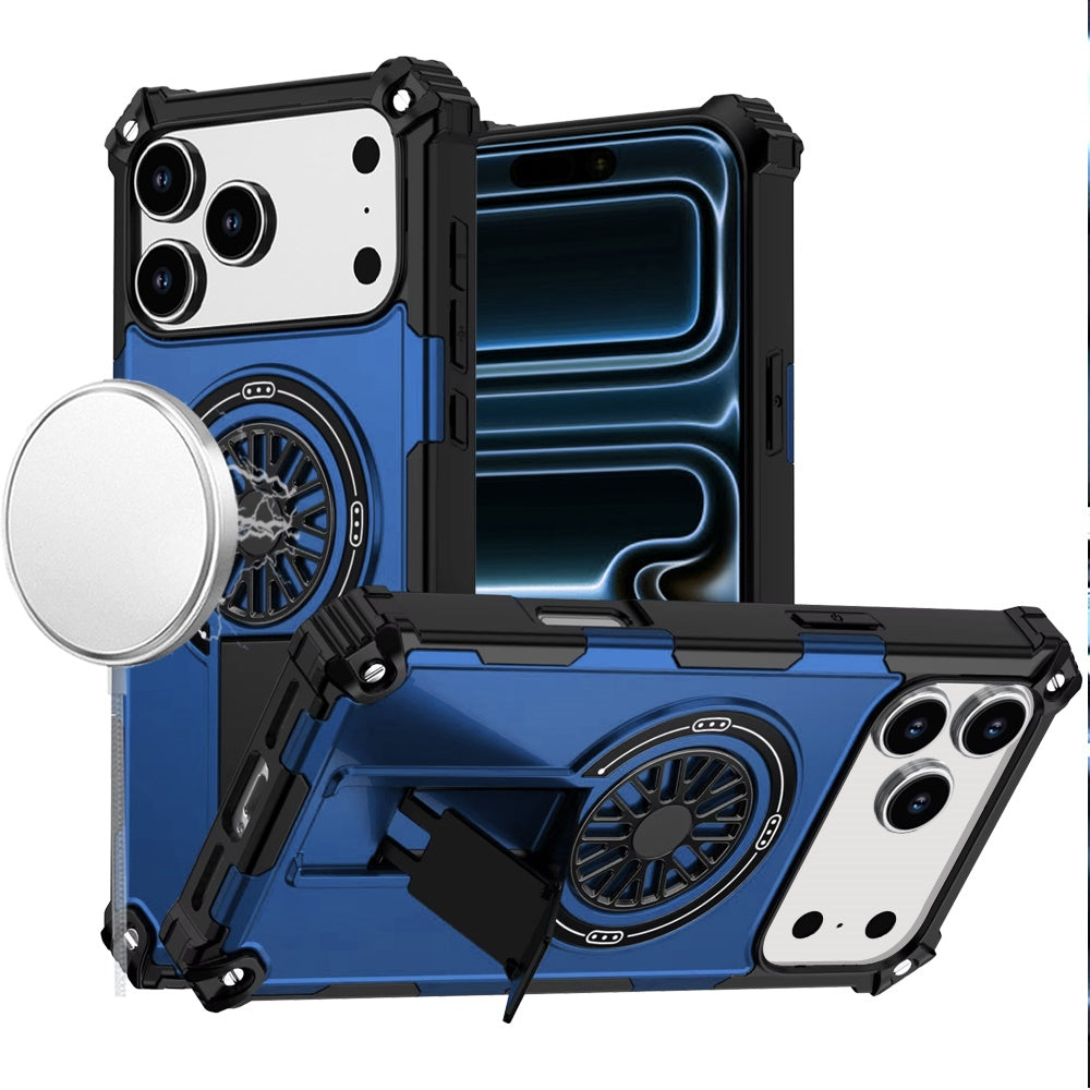 For iPhone 17 Pro Max CD Texture Design Magnetic Car Mount Friendly HQ Hybrid - Blue