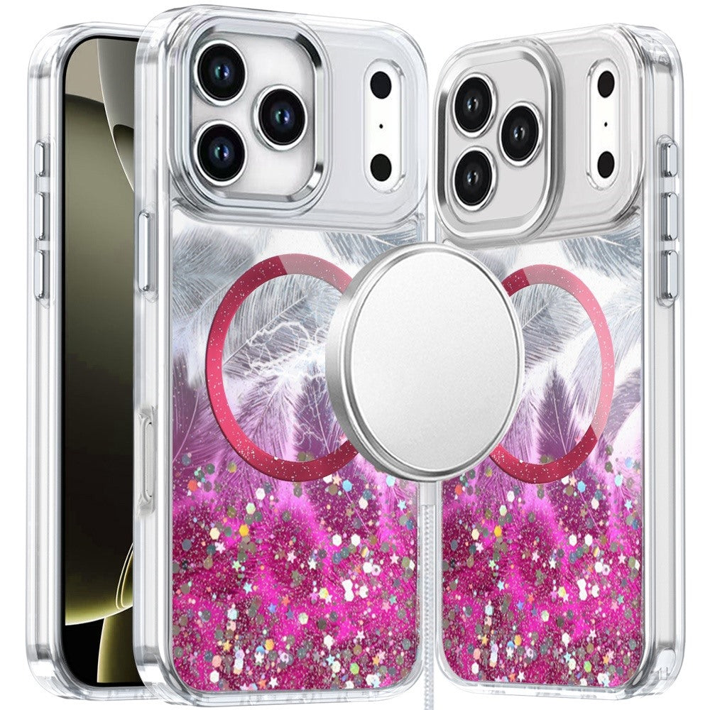 Hot Pink Magnetic Epoxy Glitter Case For iPhone 17 Pro