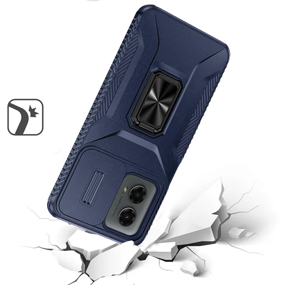For Moto G Stylus 5G 2025 Well Protective Magentic Ring Stand Camera Protective Cover Case - Blue