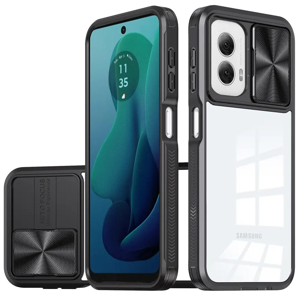 For Motorola Moto G 5G 2024 Fusion Transparent Clear Hybrid Case Cover - Black