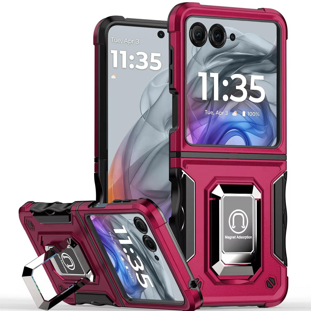 For Motorola Razr 2025 2024 OPTIMUM Magnetic Ring Stand Hybrid - Hot Pink
