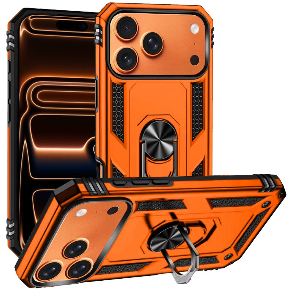 Cosmic Orange Ring Kickstand Case For iPhone 17 Pro