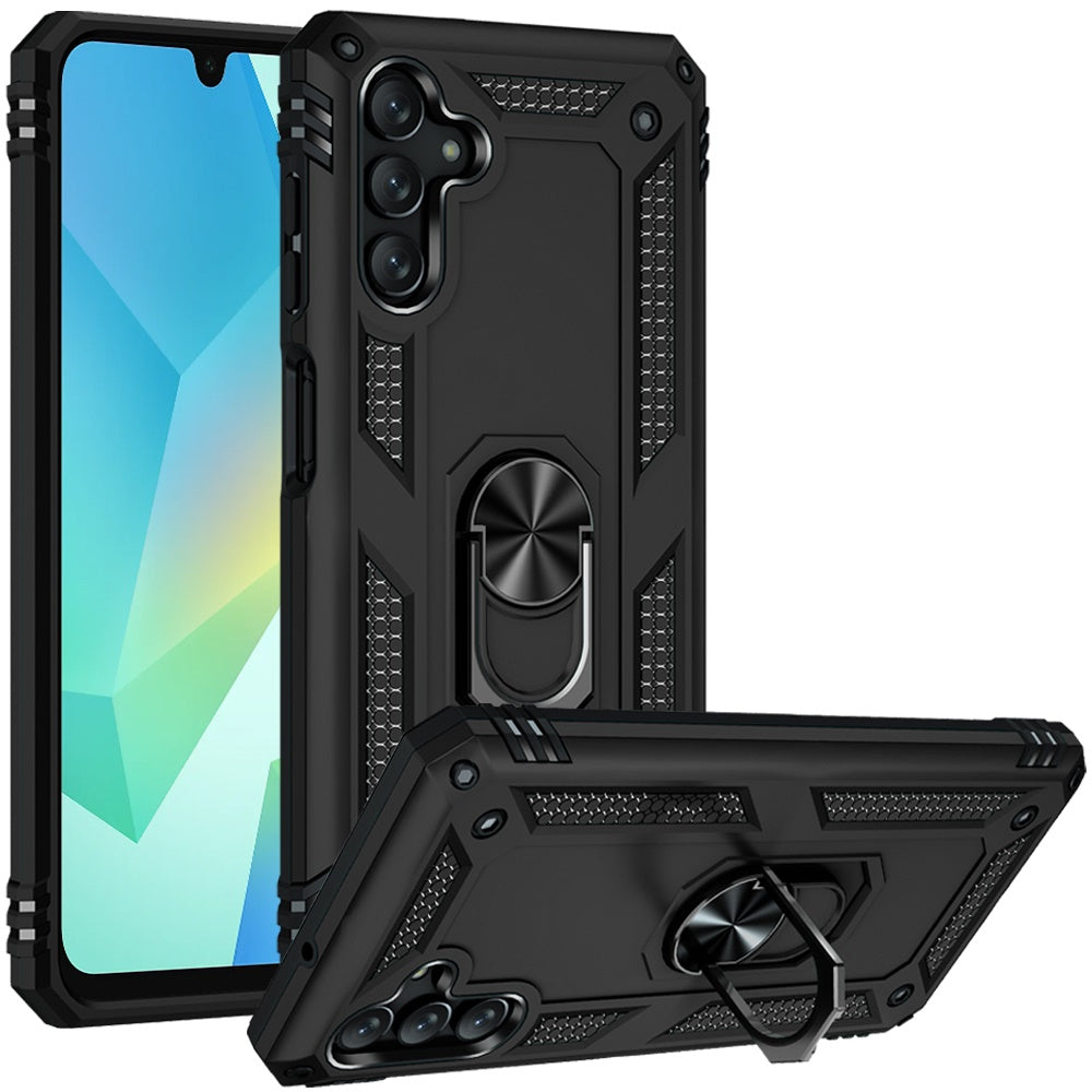 For Samsung A16 5G Ring Magnetic Kickstand Hybrid Case Cover - Black