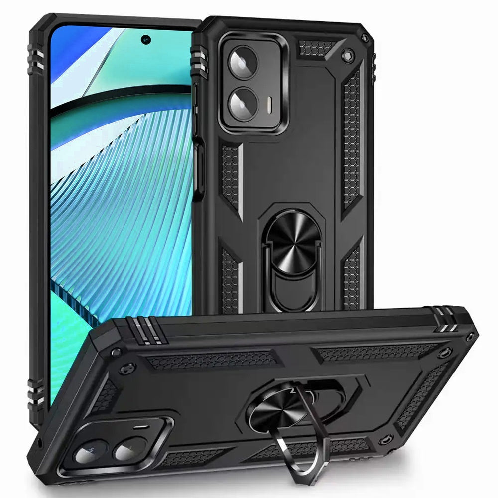 Motorola Moto G Power 5g 2024 Ring Magnetic Kickstand Hybrid Case Cover - Black