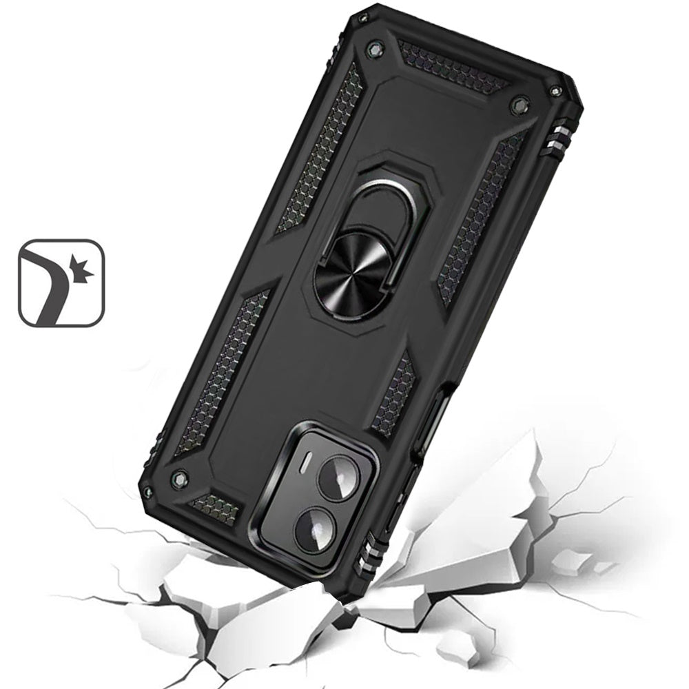 Motorola Moto G Power 5g 2024 Ring Magnetic Kickstand Hybrid Case Cover - Black