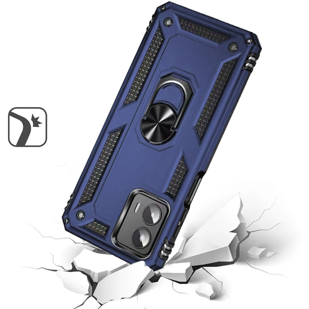 Motorola Moto G Power 5g 2024 Ring Magnetic Kickstand Hybrid Case Cover - Blue