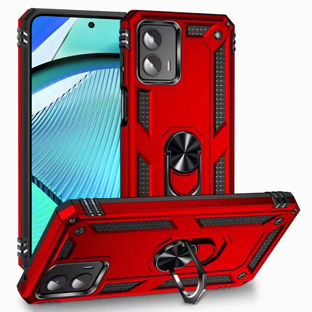 Motorola Moto G Stylus 5G 2024 Ring Magnetic Kickstand Hybrid Case Cover - Red
