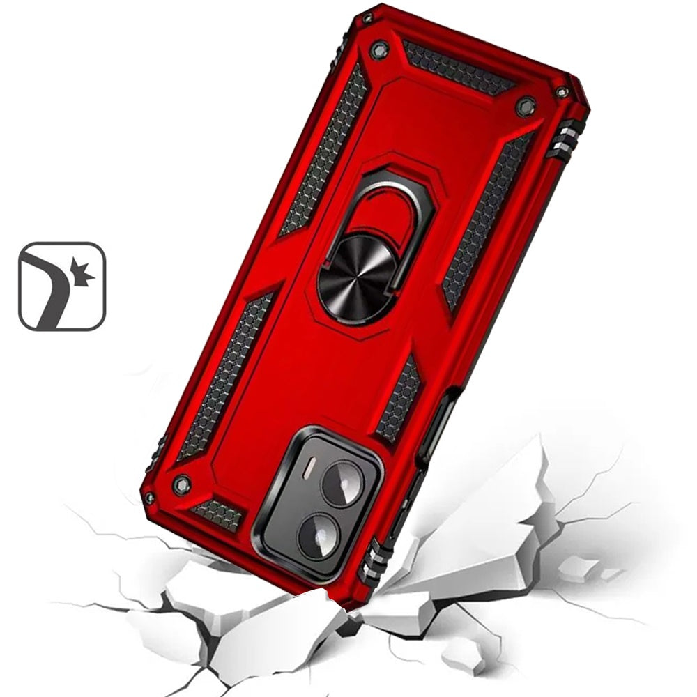 Motorola Moto G Power 5g 2024 Ring Magnetic Kickstand Hybrid Case Cover - Red
