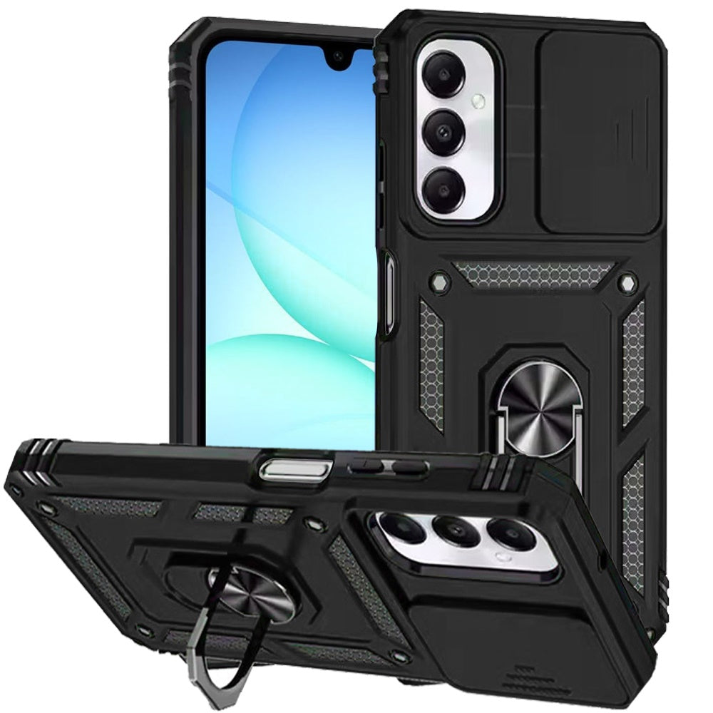 For Samsung A17 5G Well Protective Magentic Ring Stand Camera Protective Cover Case - Black