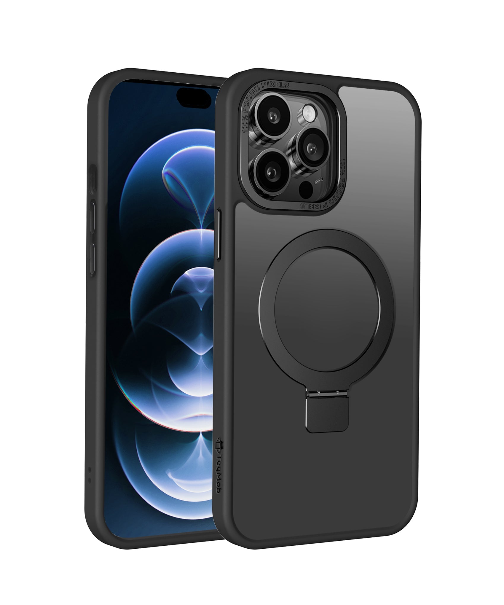 Black Frosted Kickstand with Magnetic Compatibility for iPhone 16 Plus