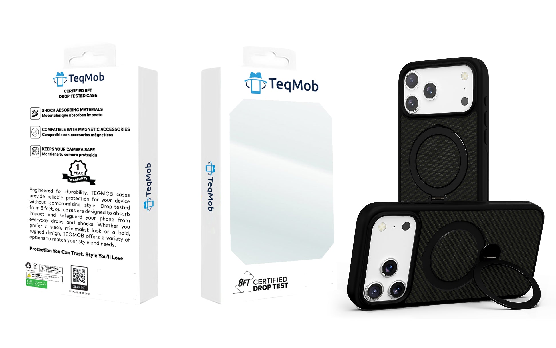 360 RINGKICK Carbon Fiber Case for iPhone 17 6.1 with package