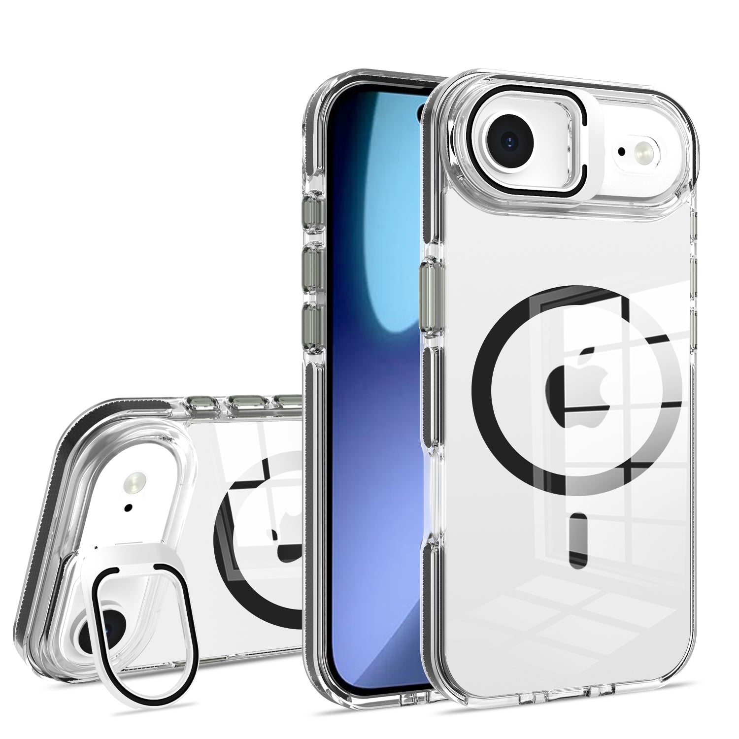 Black Camera Kickstand Magnetic Case for iPhone 17 Air