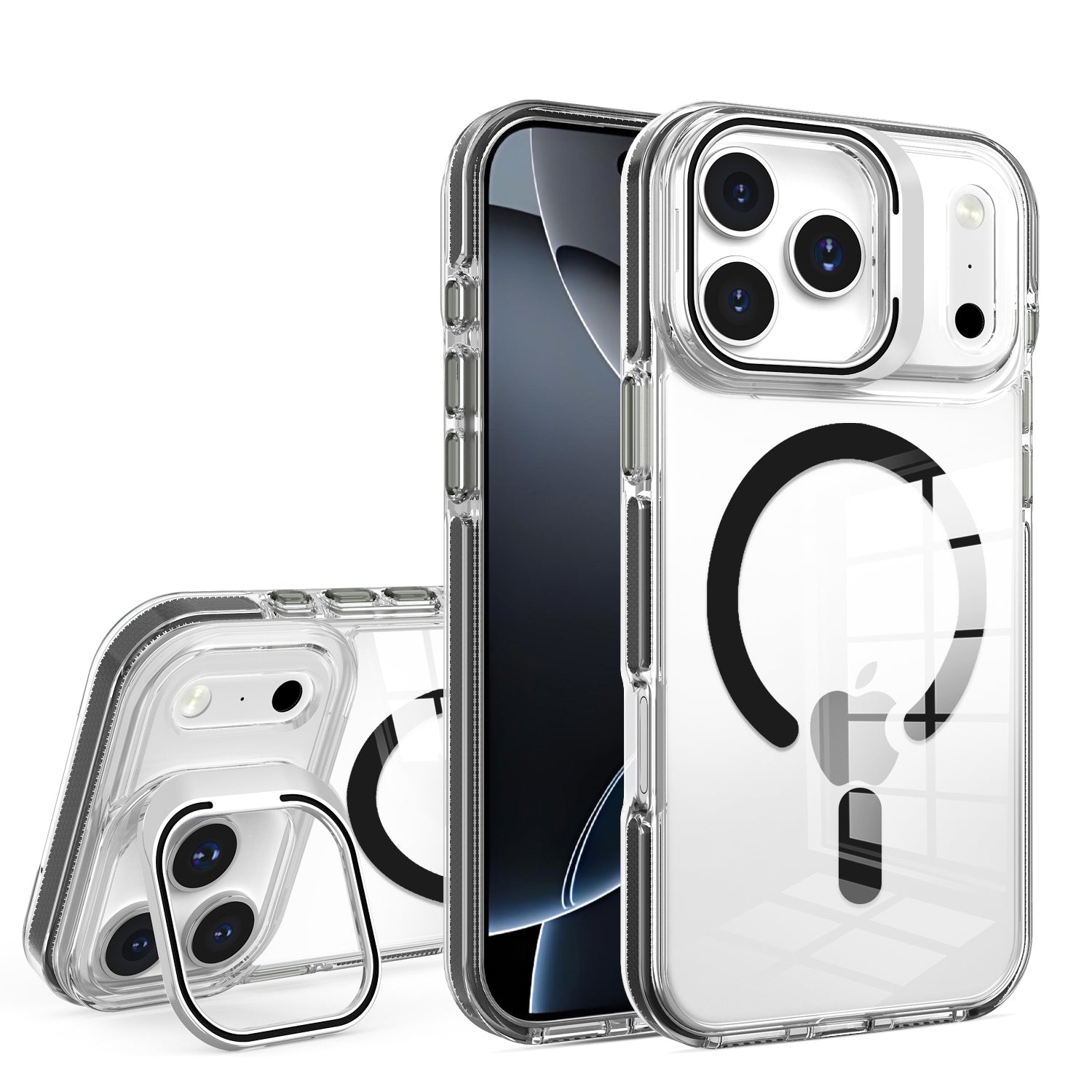 Black Camera Kickstand Magnetic Case for iPhone 17 Pro