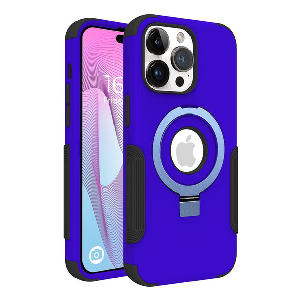 Blue Roughed Case with Kickstand and Magnetic Compatibility for iPhone 15 Pro Max