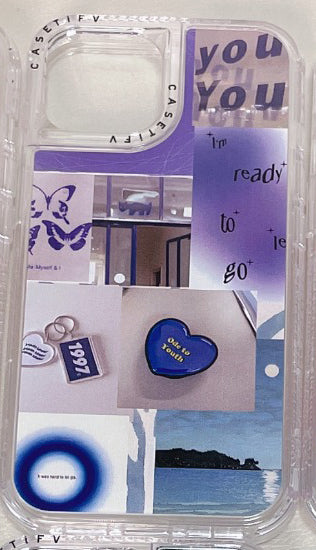 3 in 1 Design Blue Vintage Painting Case for iPhone 15 6.1
