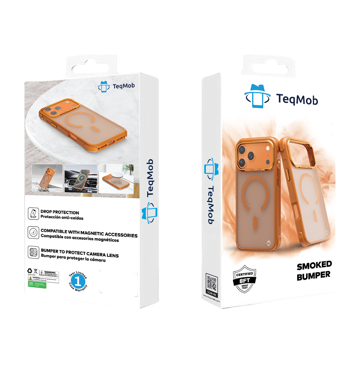 Orange Smoked Bumper with Magnetic Compatibility for iPhone 17 Pro with package