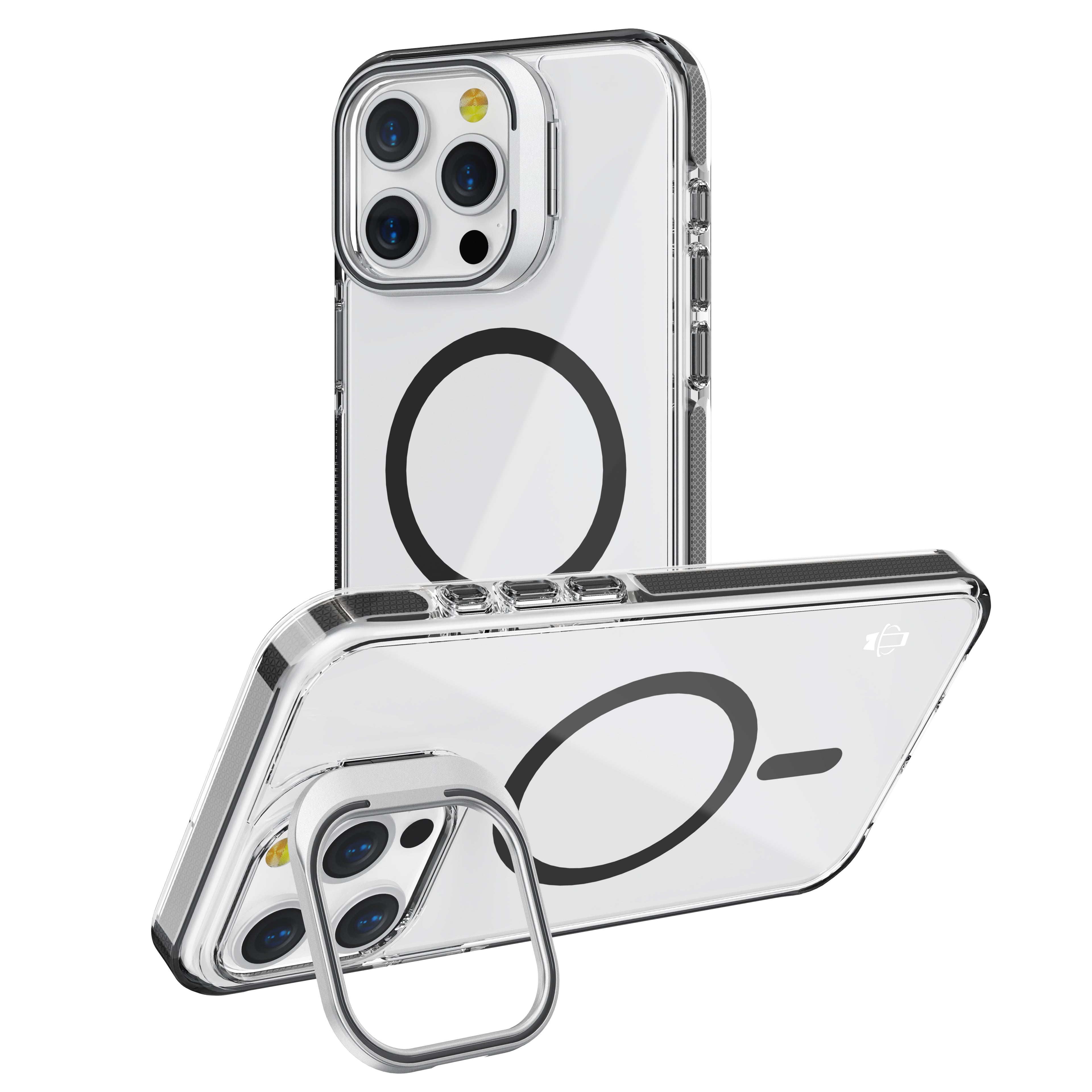 Black Camera Kickstand Magnetic Case for iPhone 15 6.1 / 14 6.1 / 13 6.1 with package