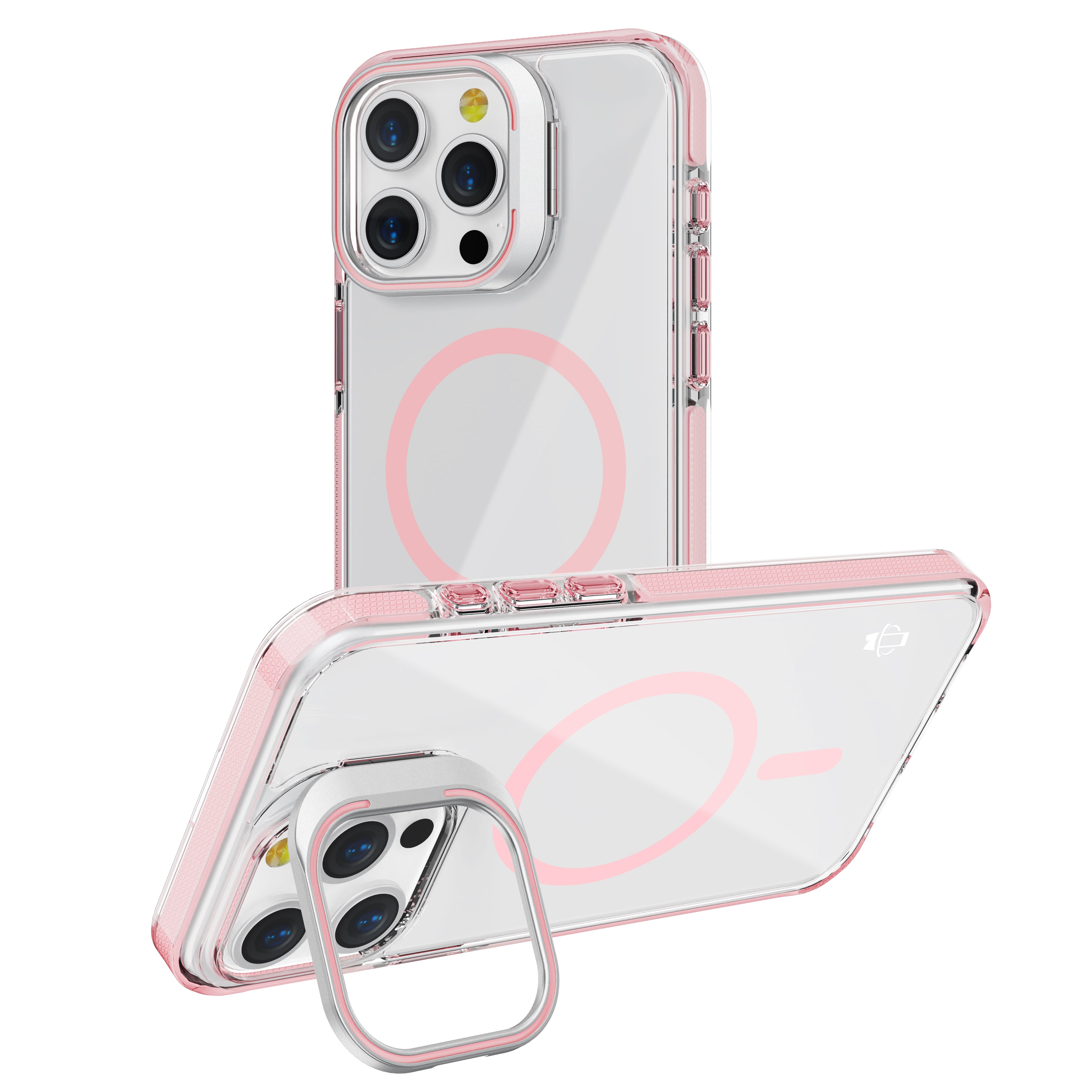 Pink Camera Kickstand Magnetic Case for iPhone 15 6.1 / 14 6.1 / 13 6.1 with package
