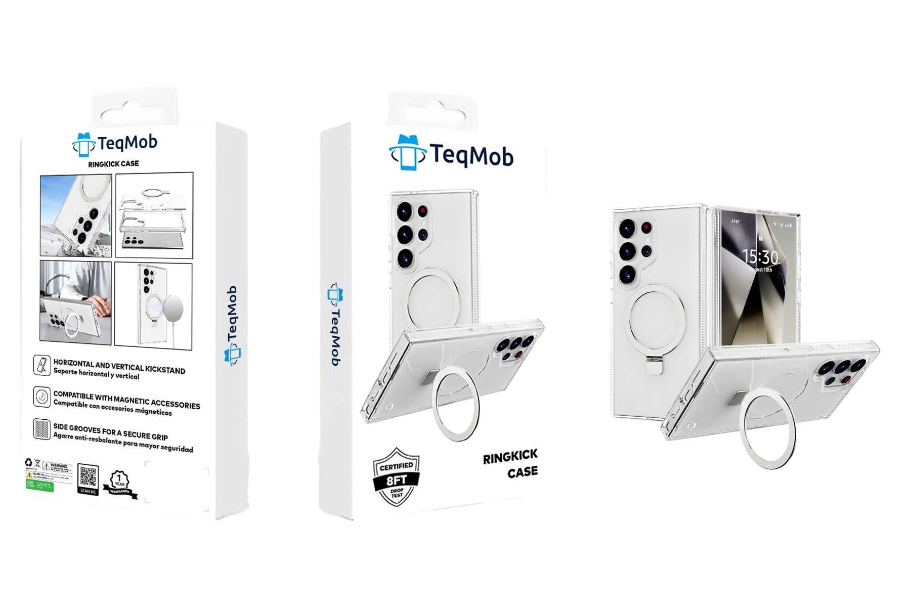 Clear Kickstand with Magnetic Compatibility for Samsung Galaxy S25 Plus with package
