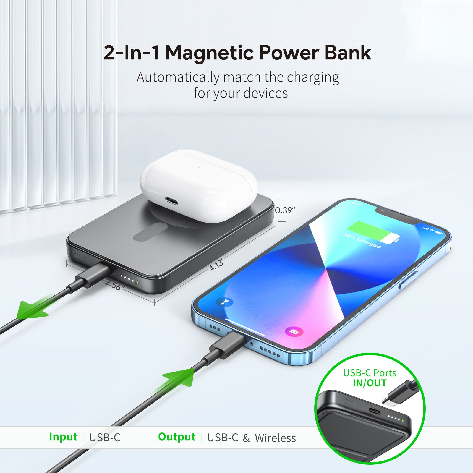 5000mAh Foldable Stand Magnetic Wireless Charging PB