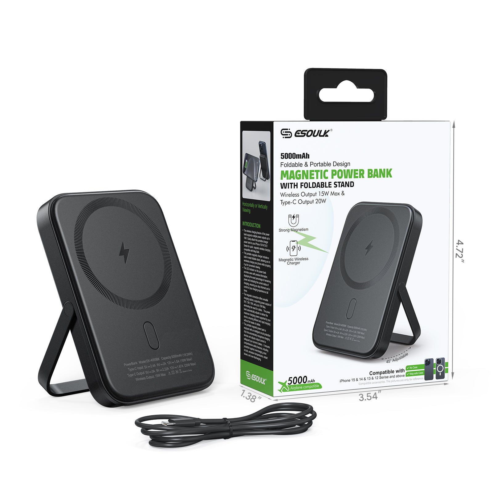 5000mAh Magnetic 15W Wireless Charge Power Bank