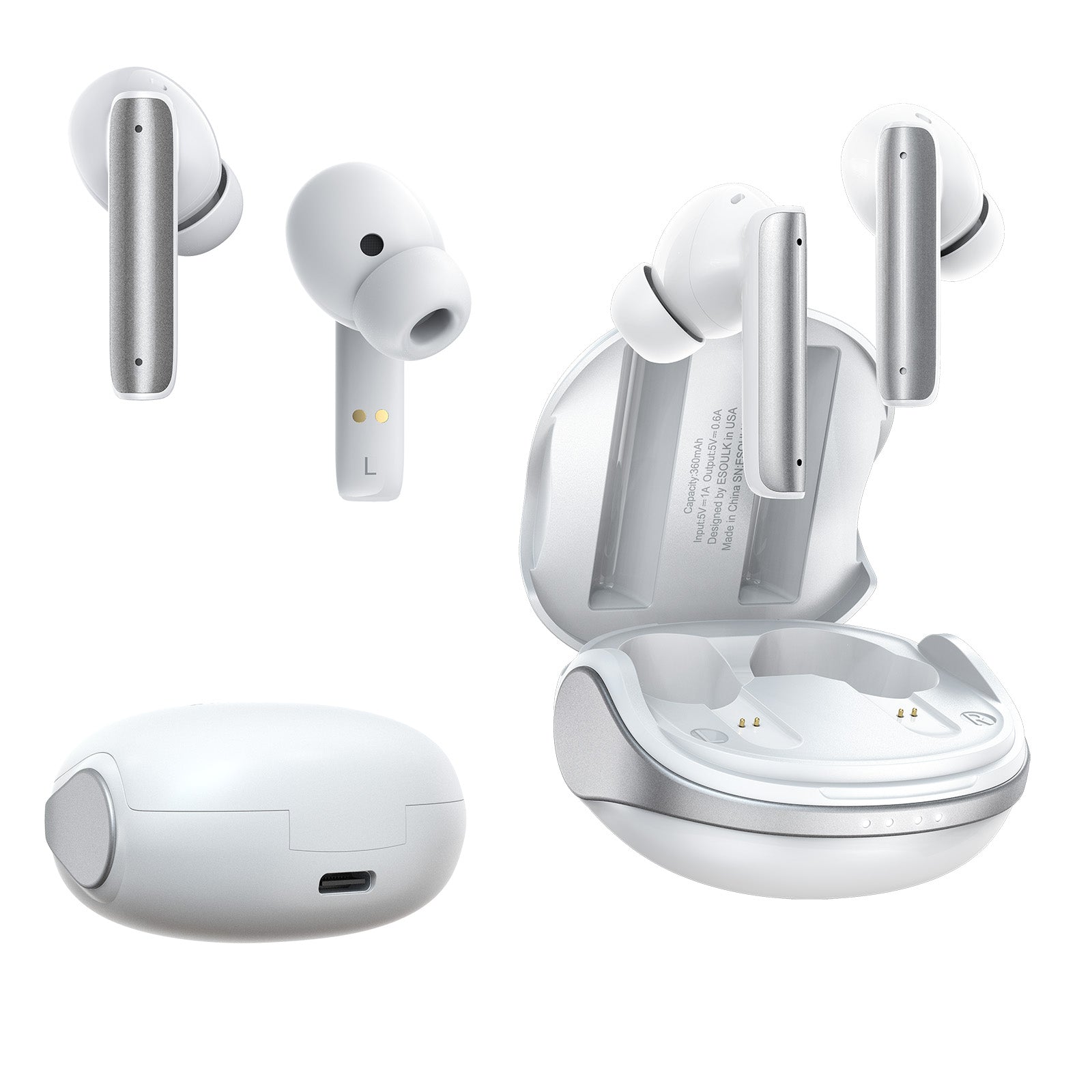 Noise Reduction Wireless Earbuds WHITE