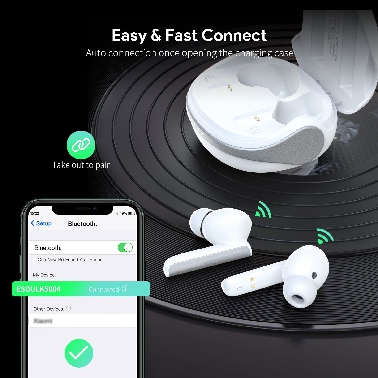 Noise Reduction Wireless Earbuds WHITE
