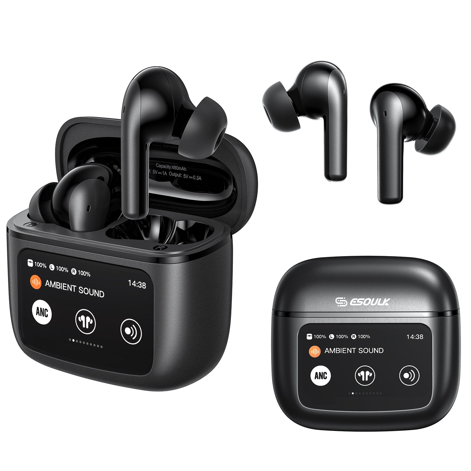 Touch Screen ANC&ENC Wireless Earbuds
