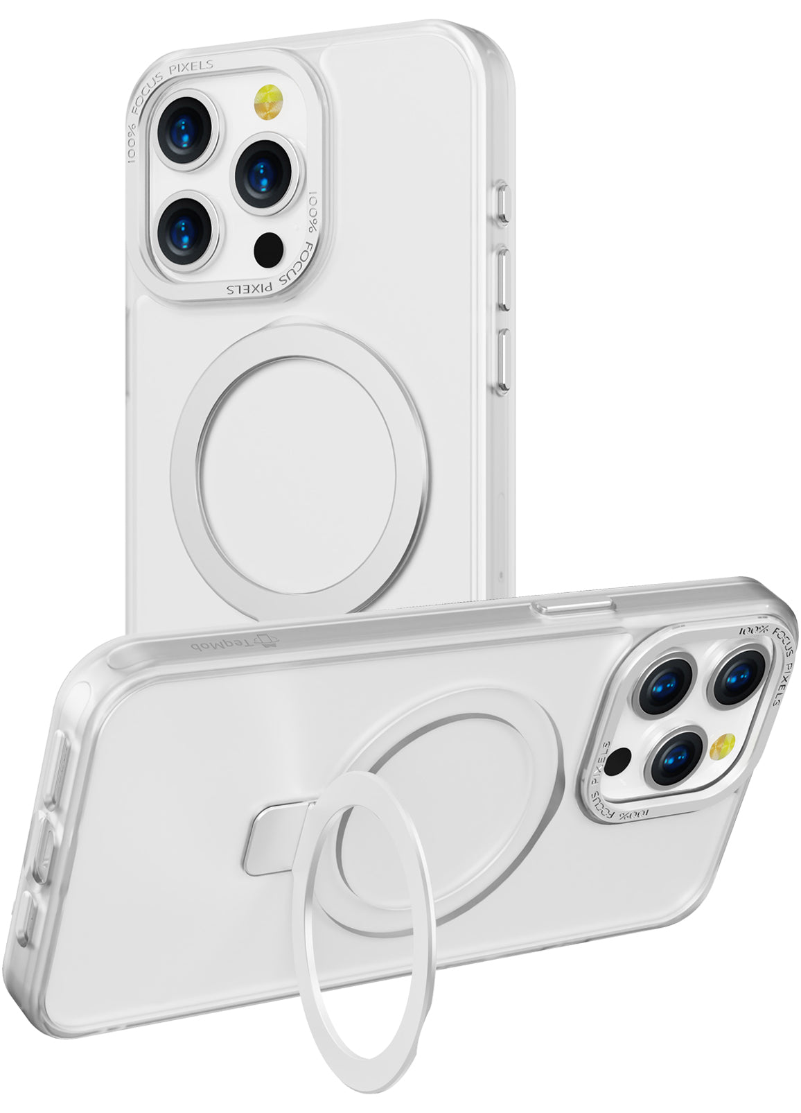 White Frosted Kickstand with Magnetic Compatibility for iPhone 16 6.1