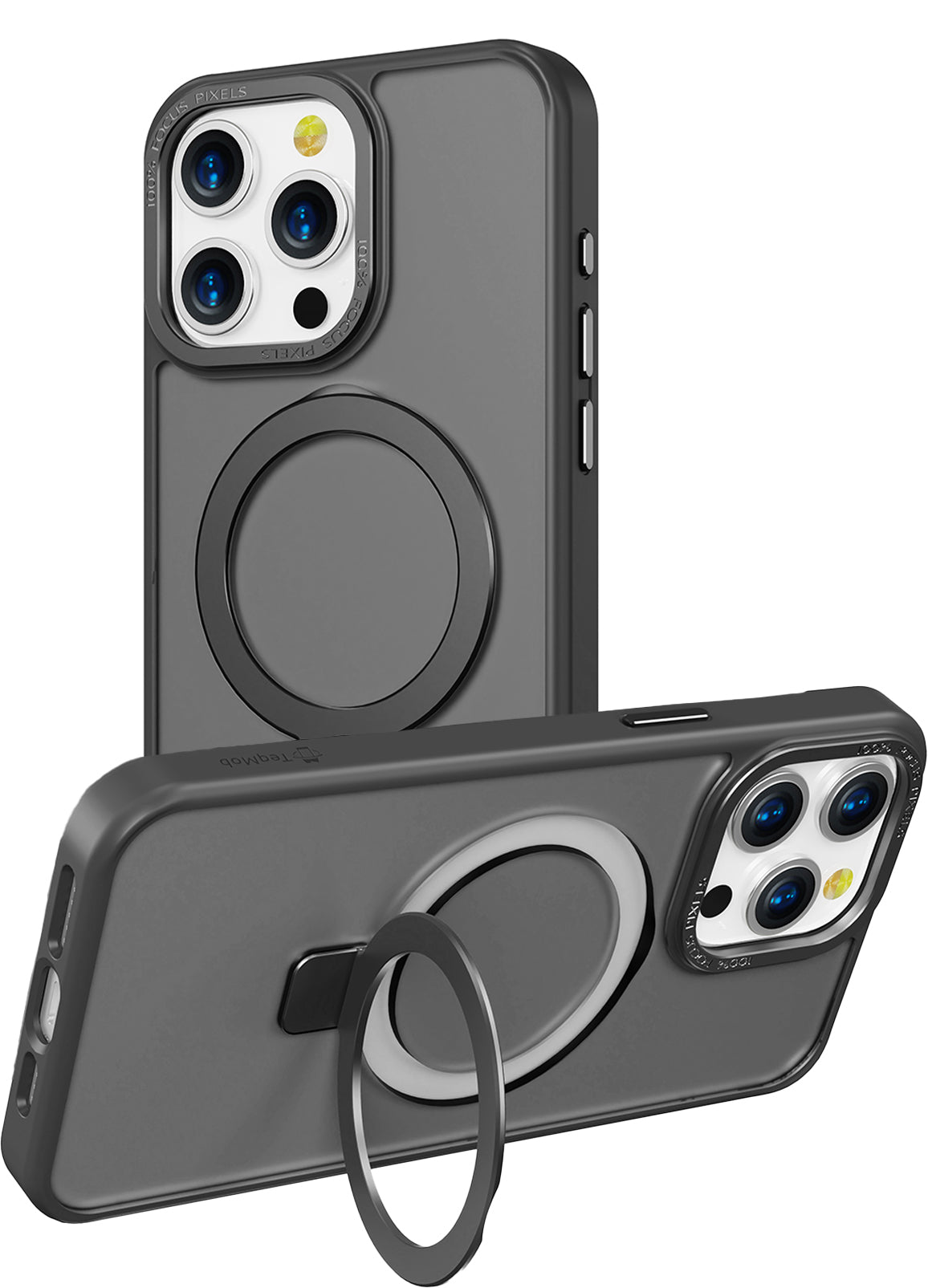 Black Frosted Kickstand with Magnetic Compatibility for iPhone 16 Plus