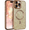 Gold Glitter Soft TPU Case with Magnetic Compatibility for iPhone 15 Plus