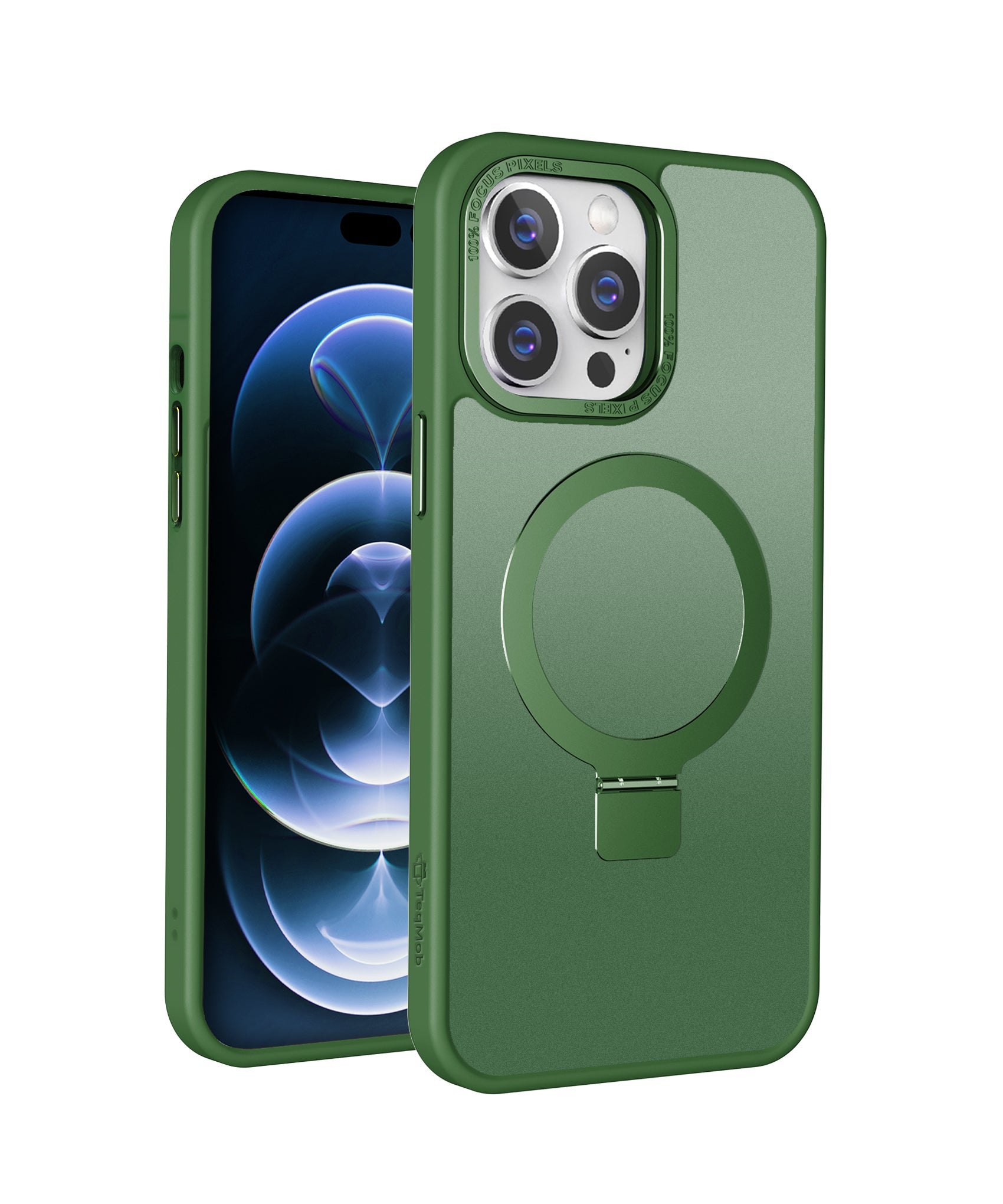 Green Frosted Kickstand with Magnetic Compatibility for iPhone 16 6.1
