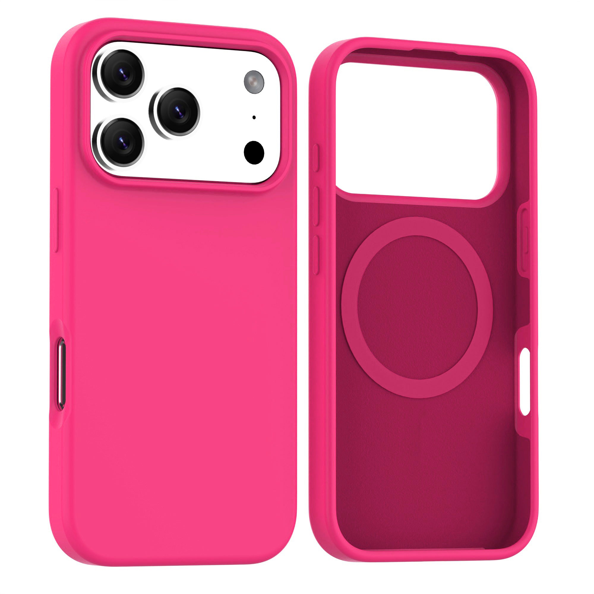 Hot Pink Soft Magnetic Silicone Case for iPhone 17 Pro Max