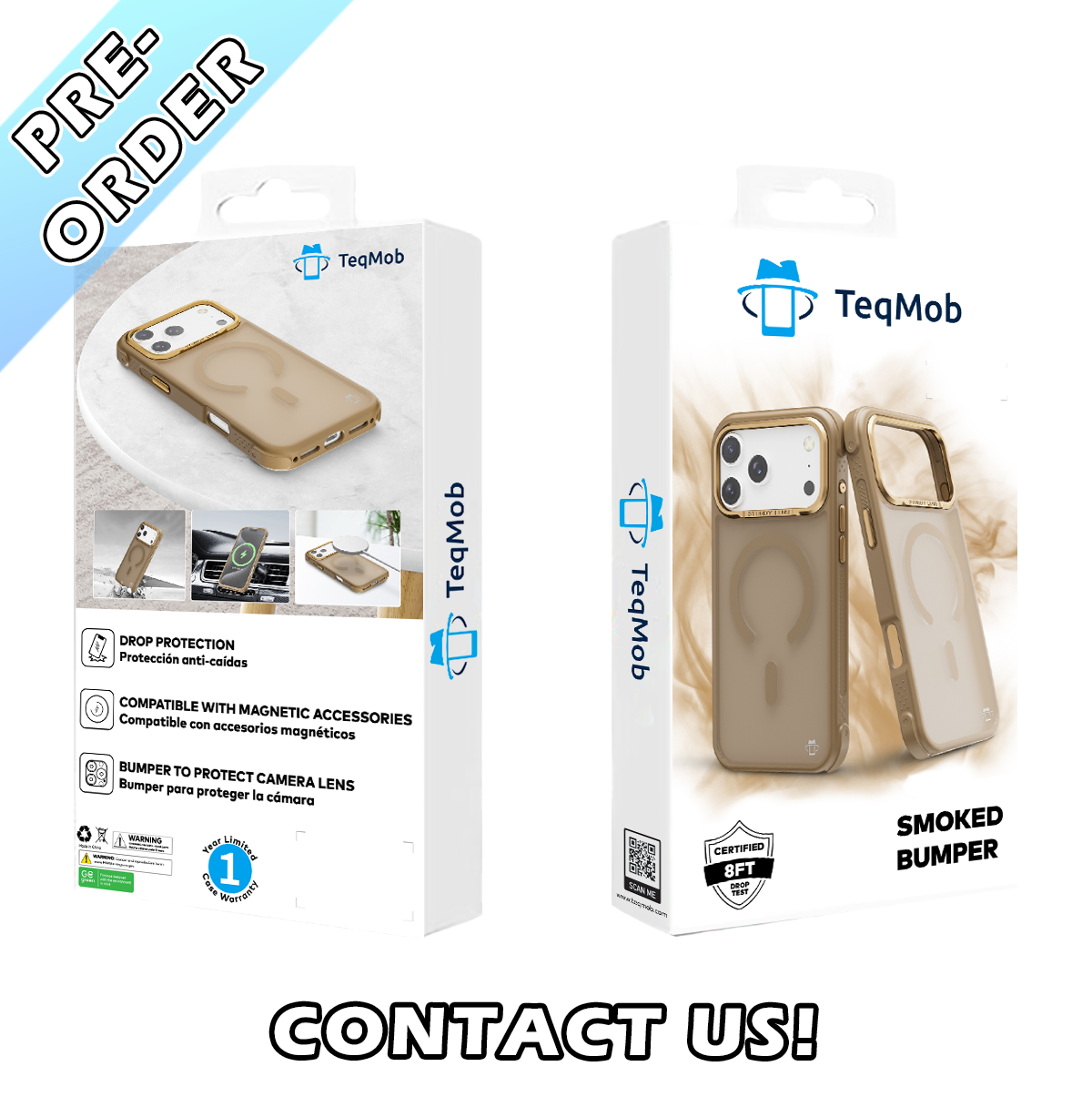 Beige Smoked Bumper with Magnetic Compatibility for iPhone 17 6.1 with package