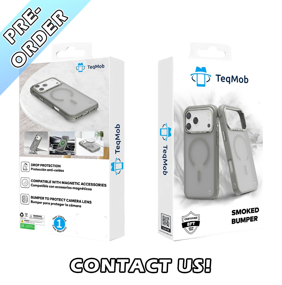Gray Smoked Bumper with Magnetic Compatibility for iPhone 17 6.1 with package