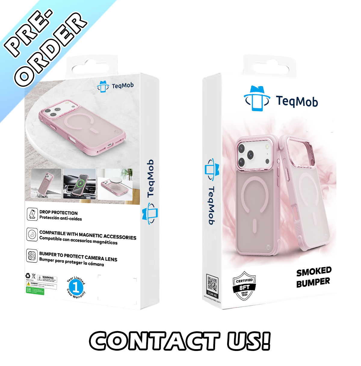 Pink Smoked Bumper with Magnetic Compatibility for iPhone 17 6.1 with package