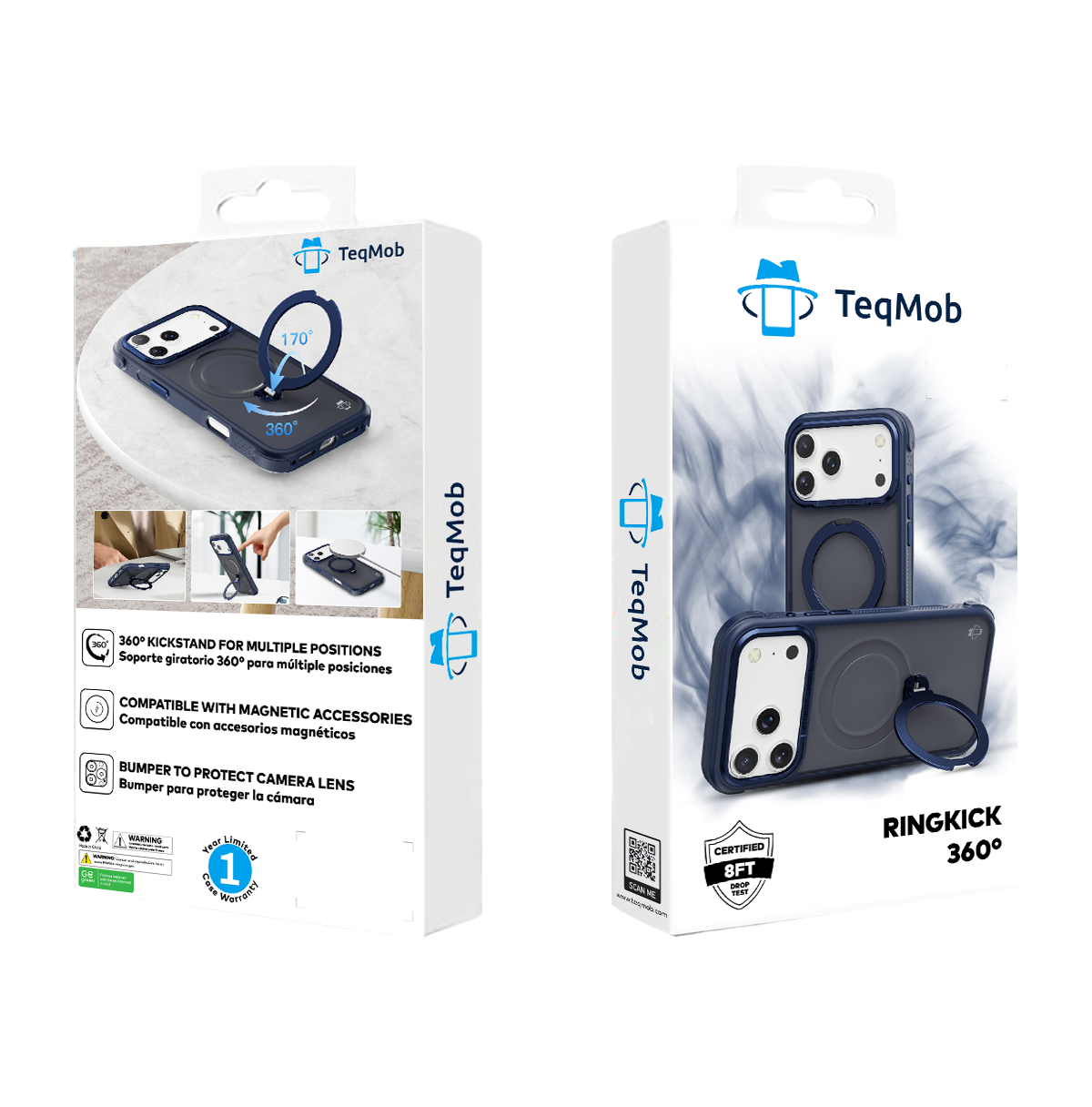 Navy Blue Frosted Bumper with 360° Magnetic Kickstand for iPhone 17 Pro Max with package